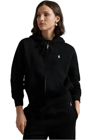 Ralph Lauren Sport Black with White Polo Logo Full-Zip Hoodie Size XL (21” PTP) thumbnail 1