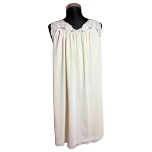 Vintage Shadowline Night Gown Lingerie Slip Dress Lace Detail Cream Size Small thumbnail 3
