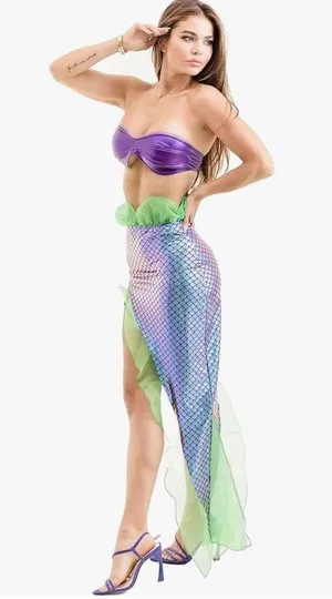 NEW Mermaid Costume Cosplay Halloween Mermaid Tail Skirt 2/4 thumbnail 5