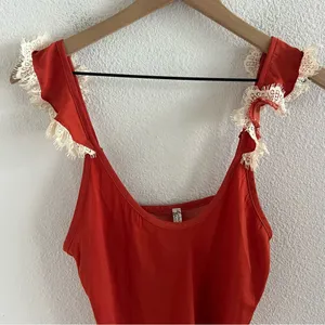 Free People Intimately Lace Strap Silky Polyester Orange Cream XS thumbnail 5