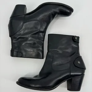 Frye‎ Jackie Zip Short Black Leather Ankle Boots Size 8.5B thumbnail 10