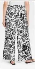 Marc New York Linen Buttons Black & White Floral Wide-Leg Pants Sz M coastal thumbnail 1