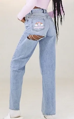 Playboy PacSun Bunny '90s Boyfriend Jeans High Rise Ripped Distressed Women’s 27 thumbnail 1