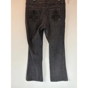 Michael Kors Black Sequin Fleur De‎ Lis Bootcut Jeans Womens 8P Petite thumbnail 2