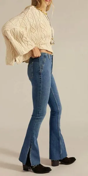 Free People NWT We The Free Level Up Slit Slim Flare Jeans thumbnail 1
