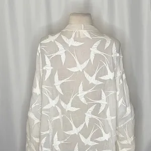 Anthropologie LILKA Shorebird Embroidered Bird Swim Cover-Up Jacket Medium Large thumbnail 9