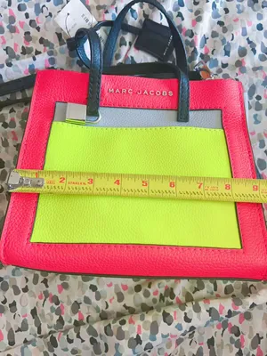 MARC JACOBS The Mini Grind Leather Crossbody Colorblock yellow rose pink Lock thumbnail 5
