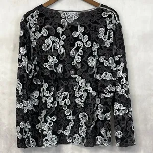 Jaguar Soutache Mesh Top‎ Women Large Swirl Sheer Statement Goth Eclectic Edgy thumbnail 3