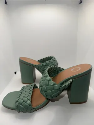 Cato Braided Block Heel Sandals Heels Green Women’s 9.5 thumbnail 6