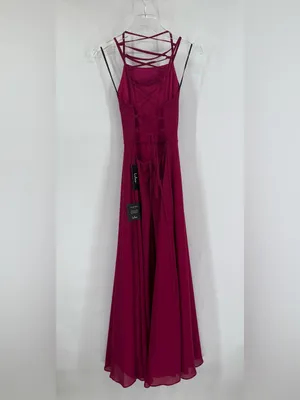 Lulus Magenta Strappy to Be Here Lace Up‎ Maxi Dress size small thumbnail 4