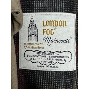 Vintage London Fog Tan Trench Coat Removable Plaid Liner Belted Duster Size 16R thumbnail 2