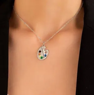 Paint Palette Necklace Silver thumbnail 2
