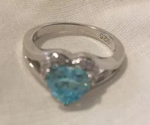 Heart Shape Topaz Sterling Silver CZ Ring thumbnail 1