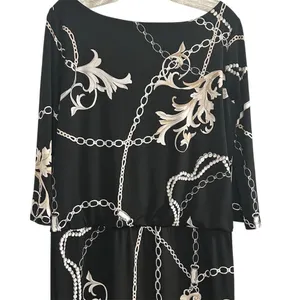 White House Black Market Women's‎ Blouson Dress S Chain Link Print Black thumbnail 14