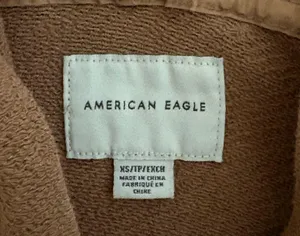 American Eagle Distressed Pullover Hooded Sweatshirt Brown thumbnail 2