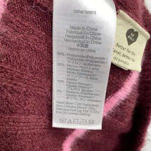 Madewell Evercrest Turtleneck Sweater 1X Burgundy Pink Stripe Ribbed Cozy‎ Plus thumbnail 7