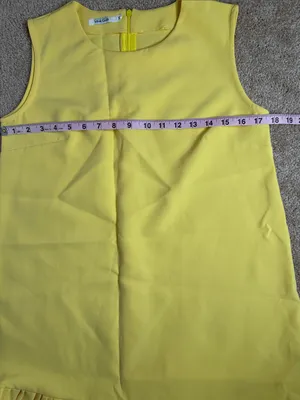 Van Gils Lemon Yellow Retro Sleeveless Babydoll Above Knee Dress. Size M thumbnail 4