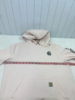Carhartt Relaxed Fit Graphic Sleeve Hoodie Blush Pink Size S thumbnail 5