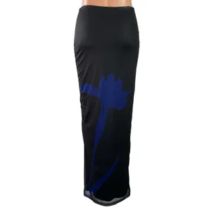 Superdown Women's Black Floral Graphic Print Straight Pencil Maxi Skirt Size S thumbnail 3