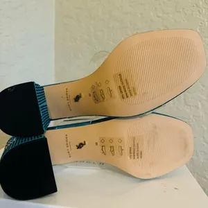 Kurt Geiger Party Clear Block Heel Sandal Glass Slipper Barbie Blue Size 8.5, NW thumbnail 15