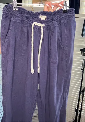 Roxy Pants Linen Beach Blue xl thumbnail 1