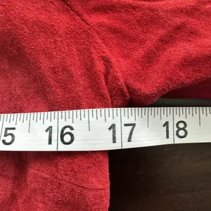 VTG Express Suede Leather Button Front Shirt S Y2K Red Western Grunge thumbnail 6