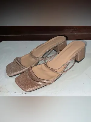 Sparkle Block Heel Mules in Rose Gold thumbnail 2