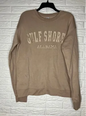 Alvin's island Golf‎ Shores Alabama crewneck sweatshirt tan unisex size medium thumbnail 1