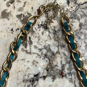 Women’s Blue Green Gold Bib Necklace thumbnail 3