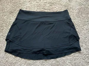 Athleta Stealth TruCool Skort Laser Cut Athletic Tennis Golf Running Black L thumbnail 2