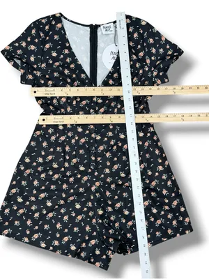 Princess Polly Floral Button Front V Neck Romper Black Size 4 Cottage Playsuit thumbnail 12