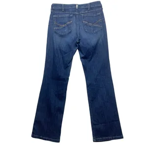 Ariat size 31 short high rise straight Real Denim Jeans Blue Stitching cowgirl r thumbnail 11