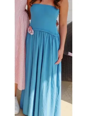 SOLID & STRIPED The Strapless Soglio Dress in French Blue Size Small thumbnail 2