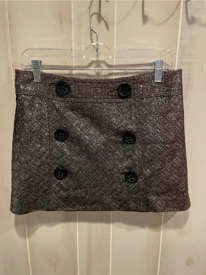 Cute metallic chunky button micro mini wrap skirt Express textured dance club thumbnail 7