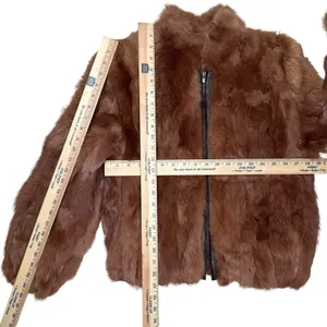 Vintage Genuine Rabbit Fur Coat Jacket Small Made In Korea Variegated RN66109 thumbnail 16
