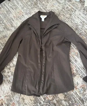 Talbots long sleeve collared top Brown Size 8 thumbnail 1