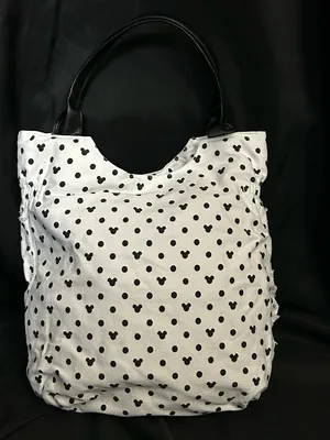 Walt Disney World Disneyland Resort Mickey Mouse Polka Dot White Black Tote Bag thumbnail 16