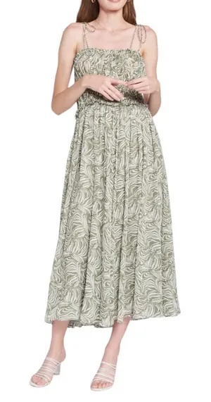 NWOT En Saison Sole Abstract‎ Print Midi Sundress green white Sz S thumbnail 1