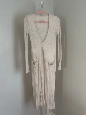 Anthropologie Saturday Sunday Tinley Duster Cream Knit Longline Sweater Cardigan thumbnail 4
