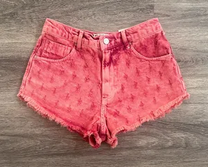 We The Free Pink Mixed Motions High Rise Shorts Size 26 Denim Textured thumbnail 1