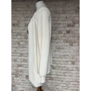 PERUVIAN LINK Ebel Cardigan IVORY 100% Alpaca Pockets Soft One Size‎ UK 10 12 14 thumbnail 4