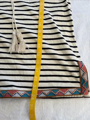 THML size medium Striped Sleeveless Embroidered Trim tank top black white thumbnail 7
