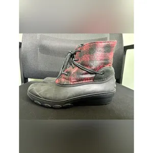 Sperry Top-Sider Saltwater Duck Rain Boots Women's Size 9 Red Black Plaid thumbnail 4