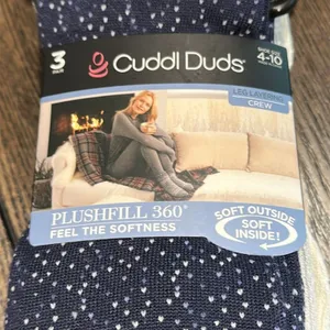 Cuddl Duds Plushfill Crew Socks 3-Pack NEW Navy Grey White Warm Cozy Size 4-10 thumbnail 7