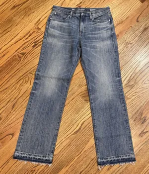 J.Crew 84 Straight Jeans Womens 28 Blue Medium Wash Frayed Hem‎ Denim Pants thumbnail 1