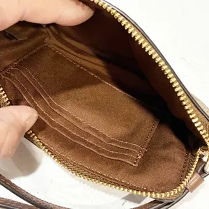 Coach Corner Zip Wristlet In Signature Canvas‎ Gold/Khaki Saddle 2 Wallet thumbnail 3
