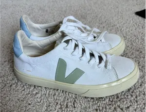 Veja Campo Canvas Sneakers Shoes White Blue - Women's Size 6 thumbnail 1
