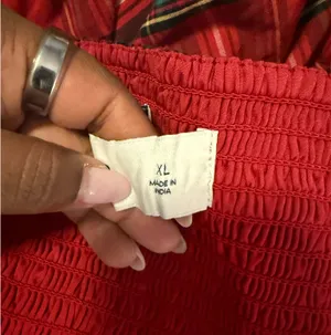 Hollister red plaid bubble hem tube top thumbnail 3