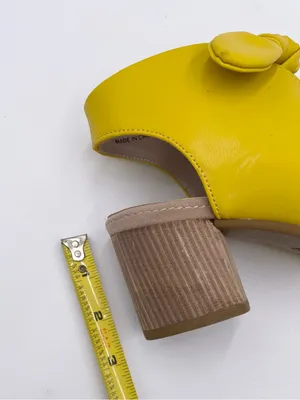 NEW Good Choice Kimora Sandal Heels Size 6 Bright Yellow Faux Leather Bow Detail thumbnail 15