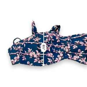 Free People Poolside Navy Blue & Pink Floral 3 Piece Set Sz‎ L thumbnail 13